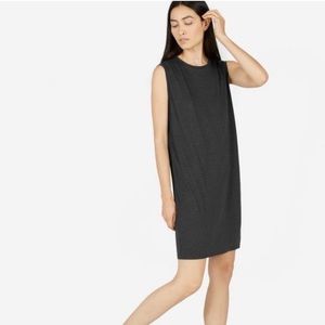 Everlane The Luxe Drape Muscle Tank Dress in charcoal gray
